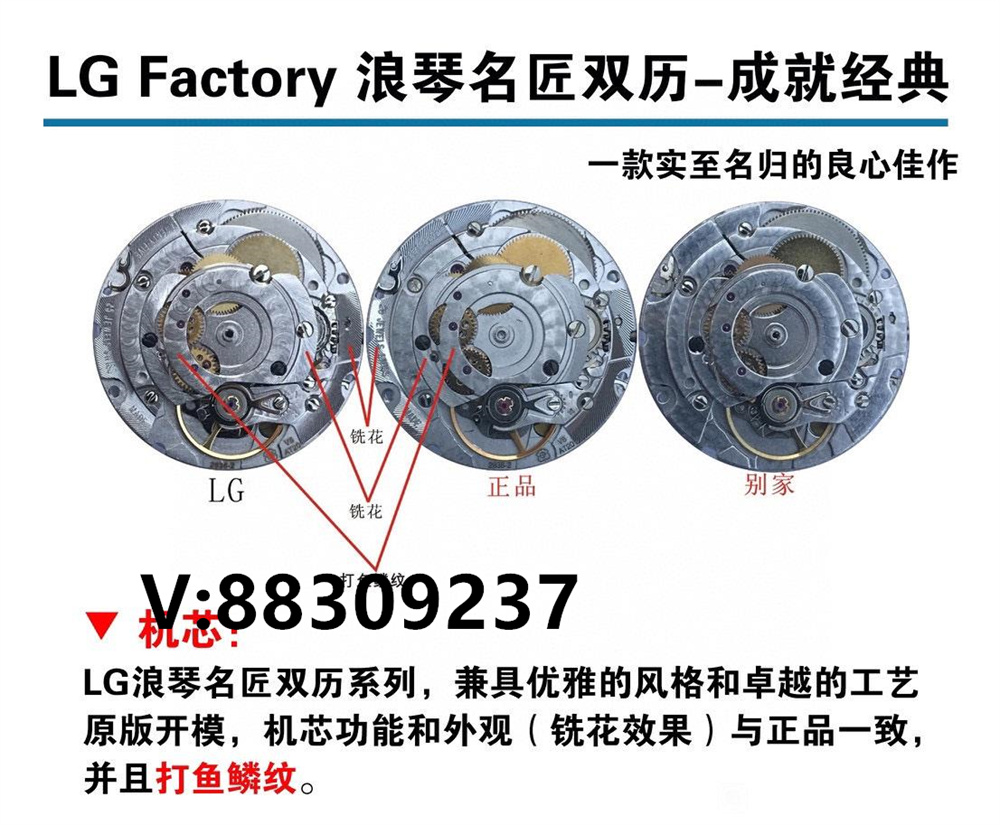 LG厂浪琴名匠双历对比正品和市场版本怎么样插图5