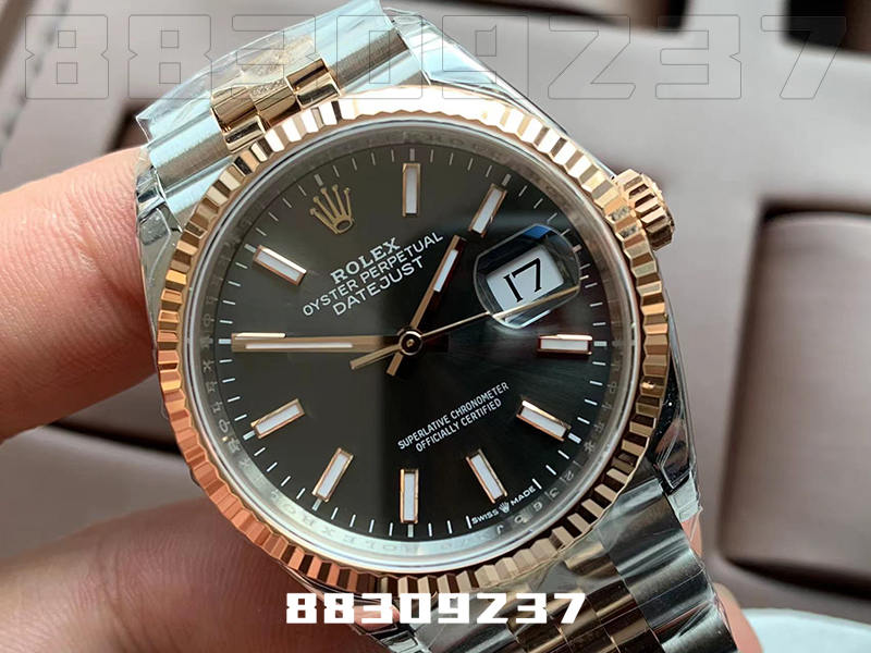 VS厂劳力士36毫米间玫瑰金日志灰盘复刻表怎样-VS手表细节评测插图1