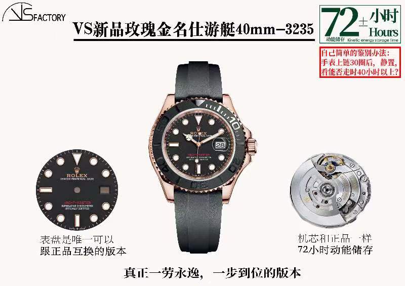 VS厂劳力士新品玫瑰金游艇复刻表如何-搭载3235机芯插图