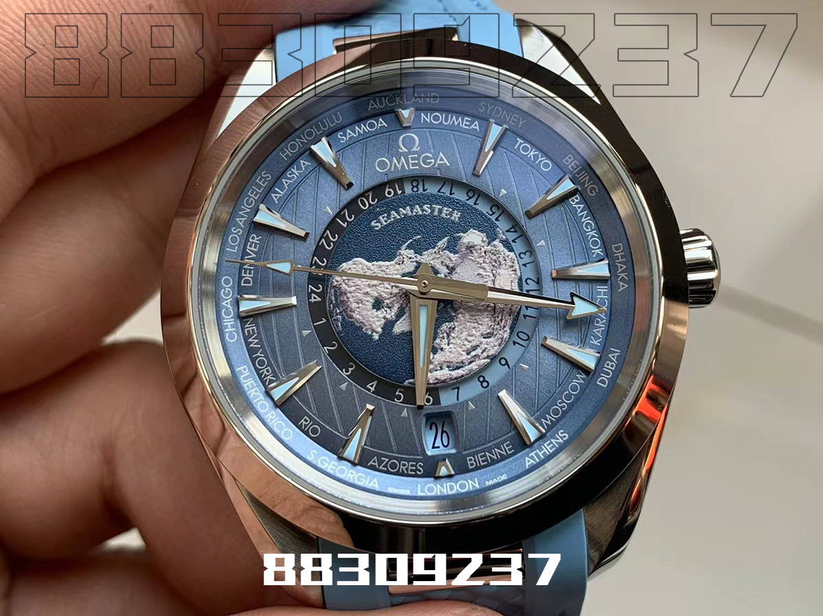 VS厂欧米茄海马150M渐变蓝款世界时复刻手表做工评测插图